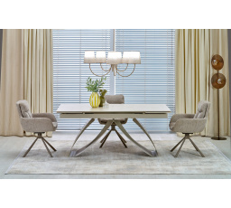 HILARIO rozkládací stůl, deska - světlý travertin, nohy - kašmír (3p=1ks)