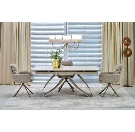 HILARIO rozkládací stůl, deska - světlý travertin, nohy - kašmír (3p=1ks)