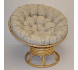 Ratanový papasan houpací medový polstr tmavě béžový melír