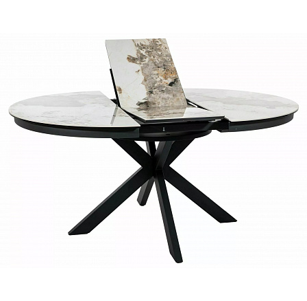 STŮL PORTO KERAMICKÝ BÍLÝ PANDORO / ČERNÝ 120(160)X120