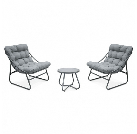 Zahradní set 1+2, látka, šedá, AZS-L1210 GREY