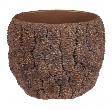 Obal betonový - vzor šišek, vel. L, hnědo-zlatý