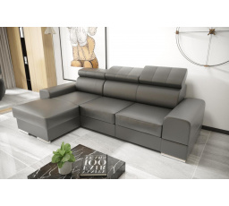Rohová sedací souprava ROYAL MINI 260×160 přírodní kůže - šedá kůže , levá