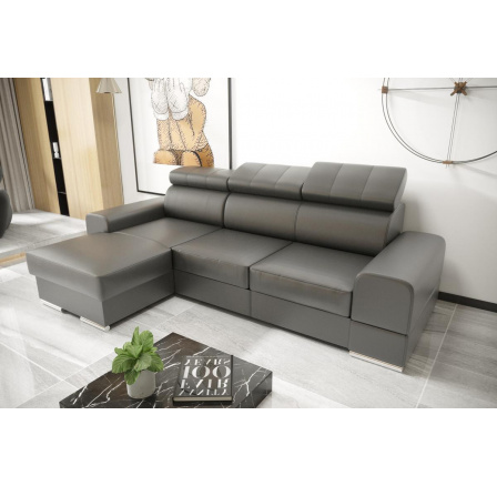 Rohová sedací souprava ROYAL MINI 260×160 přírodní kůže - šedá kůže , levá
