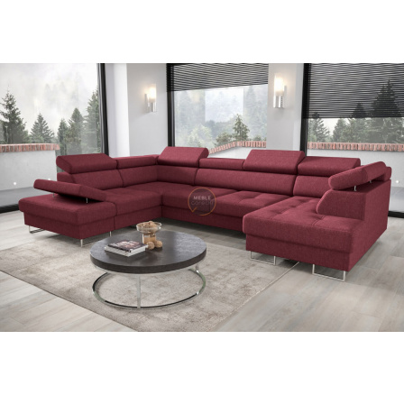 Rohová sedací souprava GALAXY MAX II s funkcí spaní 210x350x165 -červená , levá