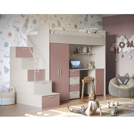 Patrová postel PARADISE 4S Kašmír Starorůžová mat Patrová postel PARADISE 4S Kašmír Starorůžová mat