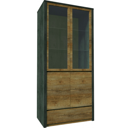 Vitrína MONTANA W2D, Dub Lefkas+ Smooth Grey Vitrína MONTANA W2D, Dub Lefkas+ Smooth Grey