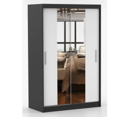 Šatní skříň se zrcadlem NOEMI 01, Černá/Bílá