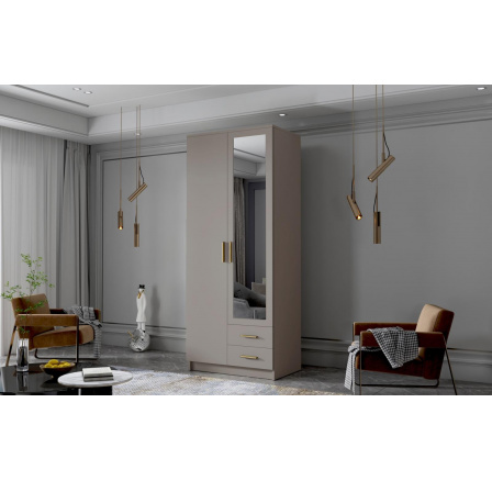 Skříň Arya II 80 - kašmír/zlaté úchytky