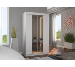 Posuvná skříň se zrcadlem MARVIN 120 Bílá+Bílá