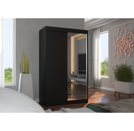 Posuvná skříň se zrcadlem REWENA 120 Černá+Černá