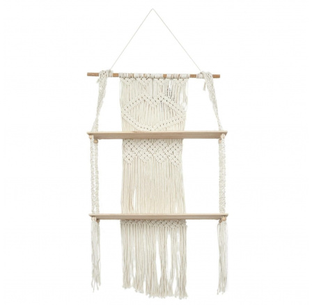 Velká boho polička s béžovou macramé