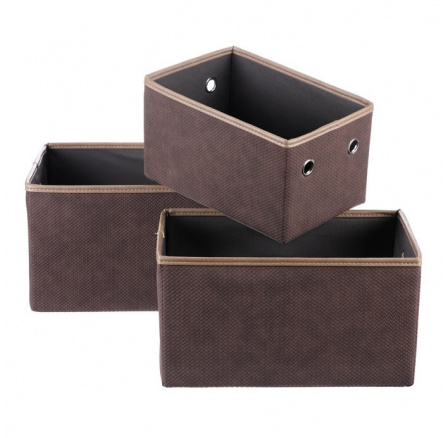 Koš látkový - skládací, hnědý, cena za sadu 3 ks
