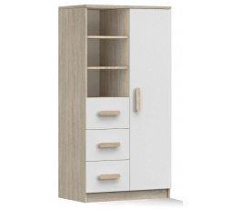 Regál 80 3S1D SMYK III - 05, Dub Sonoma/Bílá/Sonoma
