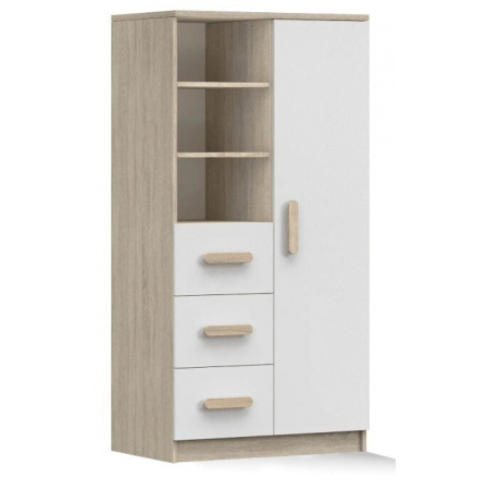 Regál 80 3S1D SMYK III - 05, Dub Sonoma/Bílá/Sonoma