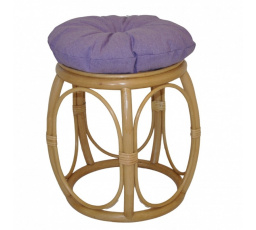 Ratanová taburetka široká medová polstr fialový melír