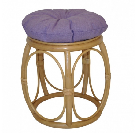 Ratanová taburetka široká medová polstr fialový melír