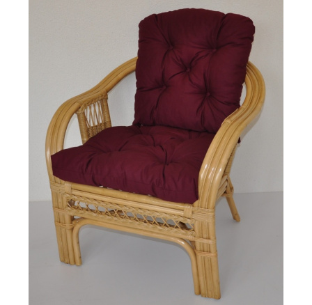 Ratanové křeslo Rio De Janeiro medové - polstr vínový