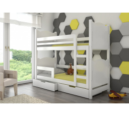 Dvoulůžková patrová postel s matracemi MARABA White