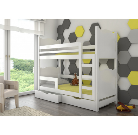 Dvoulůžková patrová postel s matracemi MARABA White