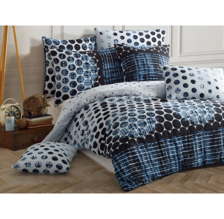 Povlečení bavlna 140x200, 70x90cm Ocean blue nitěný knoflík