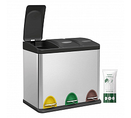 Koš na odpadky, plast, stříbrná, AUK-E1124 CR