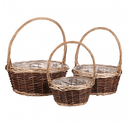 Obal na květiny - proutěný košík, cena za sadu 3 ks