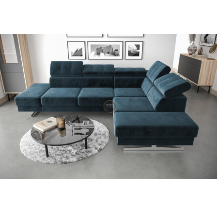 Rohová sedací souprava EMPORIO 225X300 - modrá , pravá