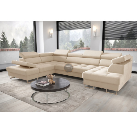 Rohová sedací souprava GALAXY MAX II s funkcí spaní 210x350x165 - béžová, levá