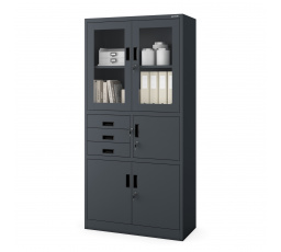 Kancelářská kovová skříň se sejfem na spisy a dokumenty FILIP, 900 x 1850 x 400 mm, antracitová