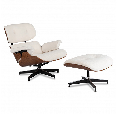 Křeslo Relaxační PALERMO s Podnožkou Bílý Boucle