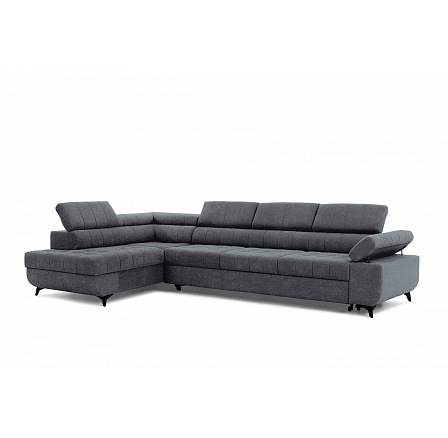 Rohová sedačka Dragonis Maxi s funkcí spaní / Ditra New 15 / černé nohy / levá strana