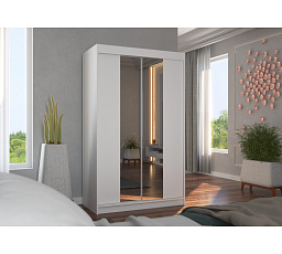 Posuvná skříň se zrcadlem MARVIN 120 Bílá+Bílá