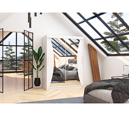 Posuvná skříň se zrcadlem MAX 150 Bílá+Bílá