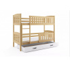 Dětská patrová postel KUBUS se šuplíkem 90x200 cm, včetně matrací, Přírodní/Bílá
