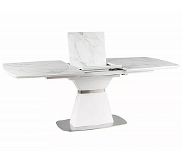 Jídelní stůl SATURN II CERAMIC, bílý efekt mramoru/bílý mat