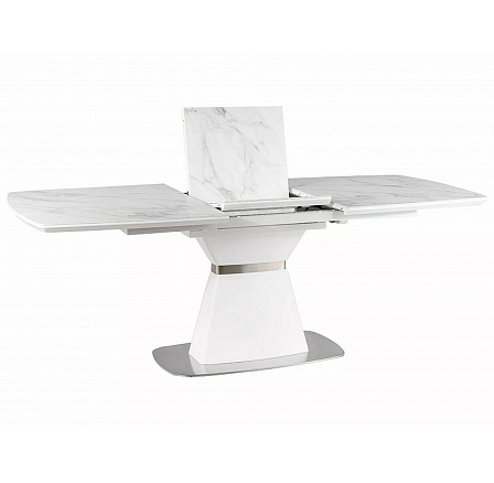 Jídelní stůl SATURN II CERAMIC, bílý efekt mramoru/bílý mat