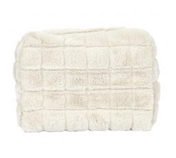 Krémová chlupatá kosmetická taštička