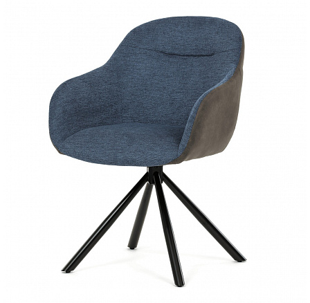 Jídelní židle otočná 180°, modrá, látka, DCH-Y1143 BLUE2