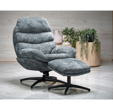 Křeslo DARIO s podnožkou, modré