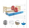 Dětská postel ERYK s přistýlkou 90x200 cm, včetně matrací, Přírodní/Modrá