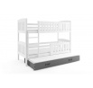 Dětská patrová postel KUBUS 3 s přistýlkou 90x200 cm, včetně matrací, Bílá/Grafit