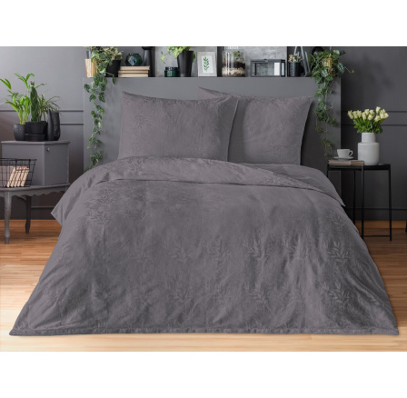 Luxusní žakárové povlečení 240x220, 70x90cm listy tmavě šedé Luxusní žakárové povlečení 240x220, 70x90cm listy tmavě šedé