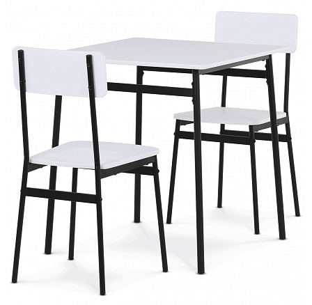 Jídelní set s 2 židlemi, 70x70x76cm, mdf, bílá, AUT-O2121 WT