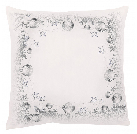 Polštář s výplní – sametový, vzor se stříbrnými ozdobami, 45 x 45 cm