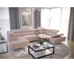 Rohová sedací souprava GALAXY MAX II , relax s funkcí spaní 215x350x170 - béžová, pravá