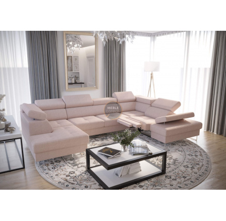 Rohová sedací souprava GALAXY MAX II , relax s funkcí spaní 215x350x170 - béžová, pravá