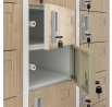 Plechová uzamykatelná šatní skříňka OLIVER, 900 x 1850 x 450 mm, Eco Design: bílá/dub sonoma