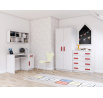 Šatní skříň 3D SMYK I - 19, Bílá Mat/Červená