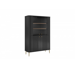 VESPER VITRÍNA 103 4D - černý MDF / černý MDF / zlaté nohy